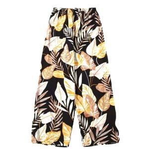Boho Women's Plus Size Tropical Print Wide Leg Pants